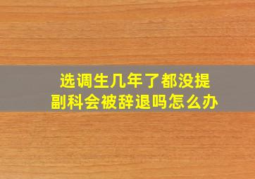 选调生几年了都没提副科会被辞退吗怎么办