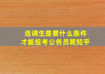 选调生是要什么条件才能报考公务员呢知乎