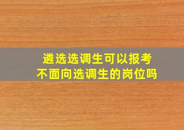 遴选选调生可以报考不面向选调生的岗位吗