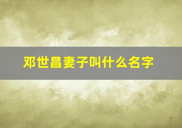 邓世昌妻子叫什么名字