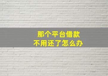 那个平台借款不用还了怎么办