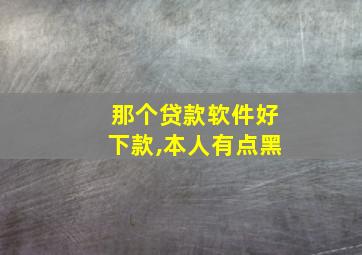 那个贷款软件好下款,本人有点黑