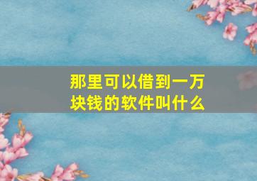 那里可以借到一万块钱的软件叫什么