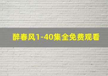 醉春风1-40集全免费观看