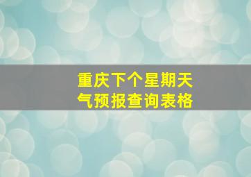 重庆下个星期天气预报查询表格