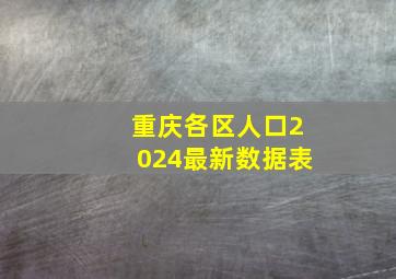 重庆各区人口2024最新数据表