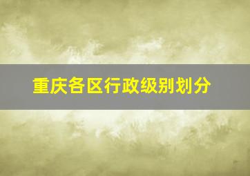 重庆各区行政级别划分