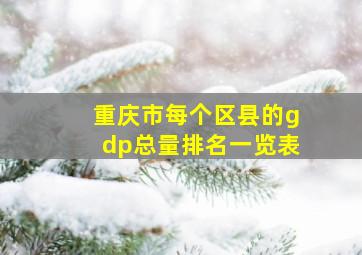 重庆市每个区县的gdp总量排名一览表