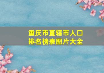 重庆市直辖市人口排名榜表图片大全