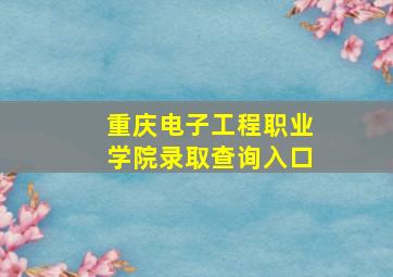 重庆电子工程职业学院录取查询入口