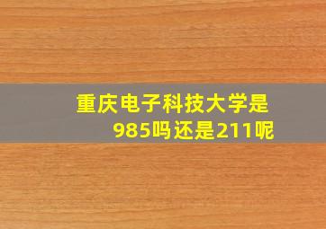 重庆电子科技大学是985吗还是211呢