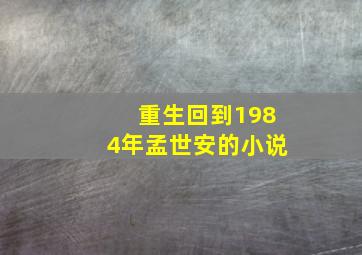 重生回到1984年孟世安的小说