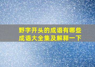 野字开头的成语有哪些成语大全集及解释一下