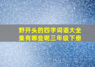 野开头的四字词语大全集有哪些呢三年级下册