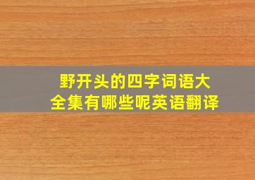 野开头的四字词语大全集有哪些呢英语翻译