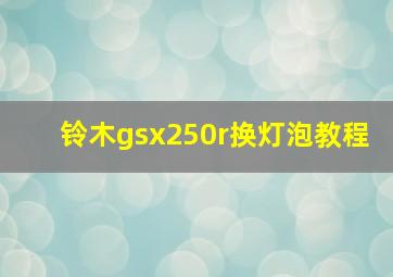 铃木gsx250r换灯泡教程