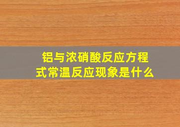 铝与浓硝酸反应方程式常温反应现象是什么