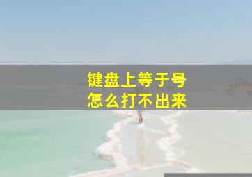 键盘上等于号怎么打不出来