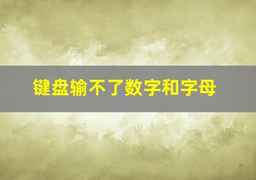 键盘输不了数字和字母