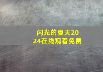 闪光的夏天2024在线观看免费