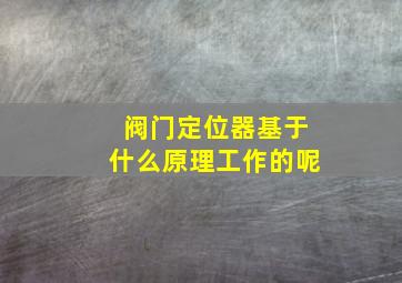 阀门定位器基于什么原理工作的呢