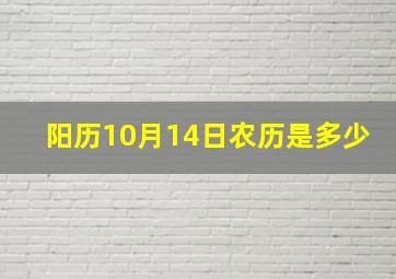 阳历10月14日农历是多少