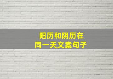 阳历和阴历在同一天文案句子