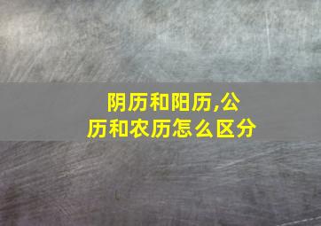 阴历和阳历,公历和农历怎么区分