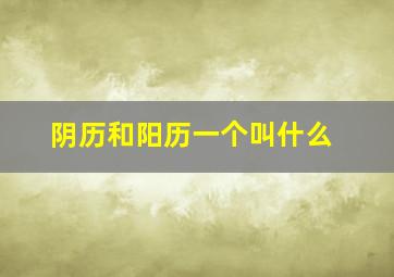 阴历和阳历一个叫什么