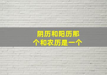 阴历和阳历那个和农历是一个