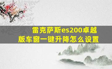 雷克萨斯es200卓越版车窗一键升降怎么设置