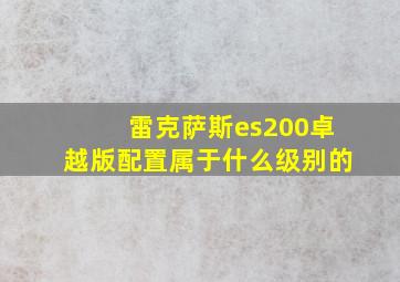 雷克萨斯es200卓越版配置属于什么级别的