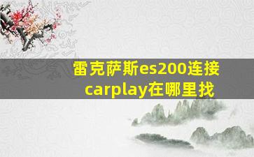 雷克萨斯es200连接carplay在哪里找