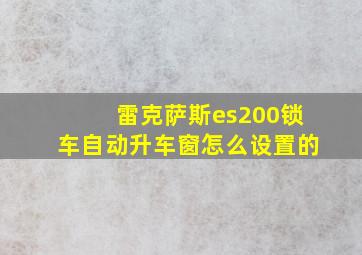 雷克萨斯es200锁车自动升车窗怎么设置的