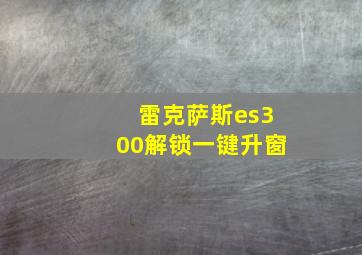 雷克萨斯es300解锁一键升窗