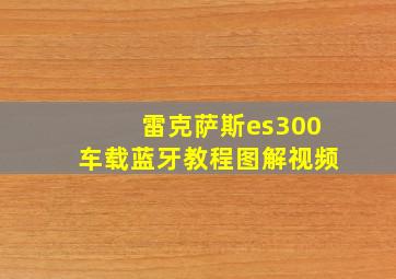 雷克萨斯es300车载蓝牙教程图解视频