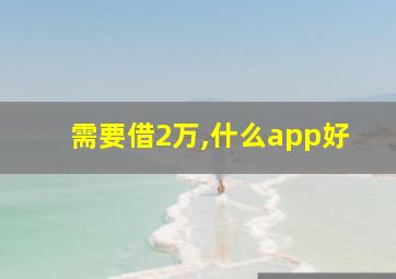 需要借2万,什么app好