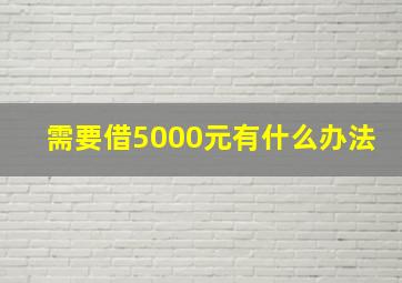 需要借5000元有什么办法