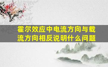 霍尔效应中电流方向与载流方向相反说明什么问题