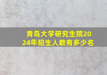 青岛大学研究生院2024年招生人数有多少名