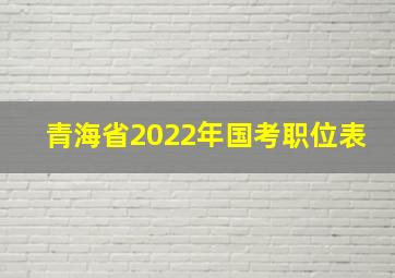 青海省2022年国考职位表