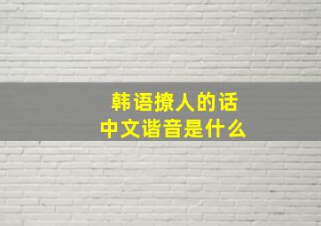 韩语撩人的话中文谐音是什么