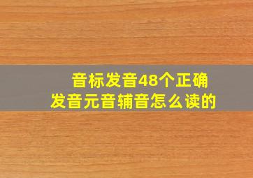 音标发音48个正确发音元音辅音怎么读的