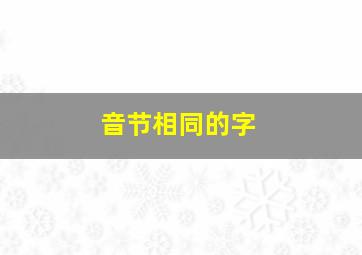 音节相同的字