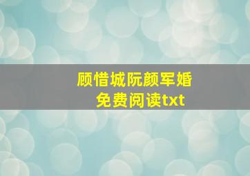 顾惜城阮颜军婚免费阅读txt