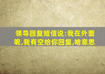 领导回复短信说:我在外面呢,我有空给你回复,啥意思