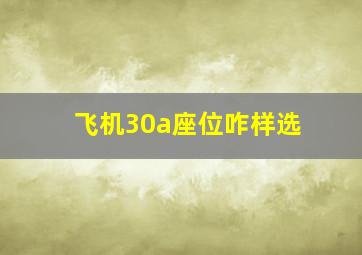 飞机30a座位咋样选