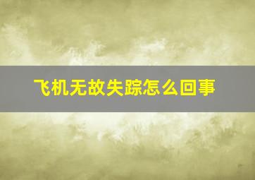 飞机无故失踪怎么回事