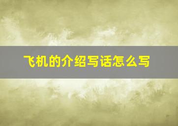 飞机的介绍写话怎么写