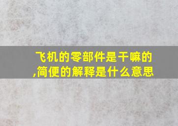 飞机的零部件是干嘛的,简便的解释是什么意思